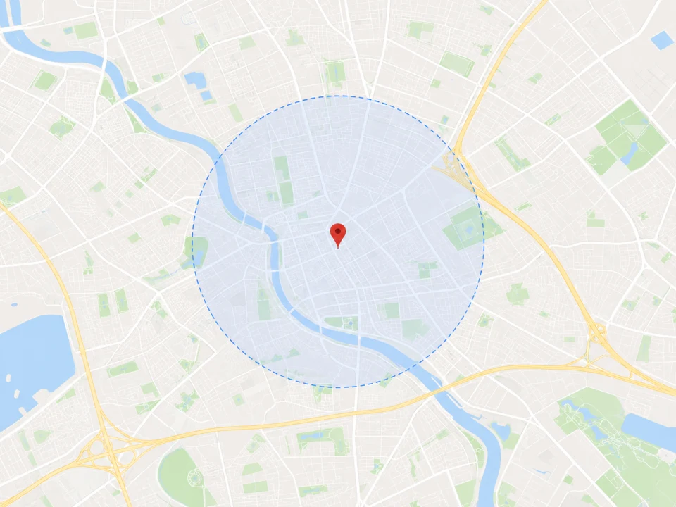 AT Klíma szolgáltatási területe: Budapest és Pest vármegye, jelölve a lefedettségi körrel
